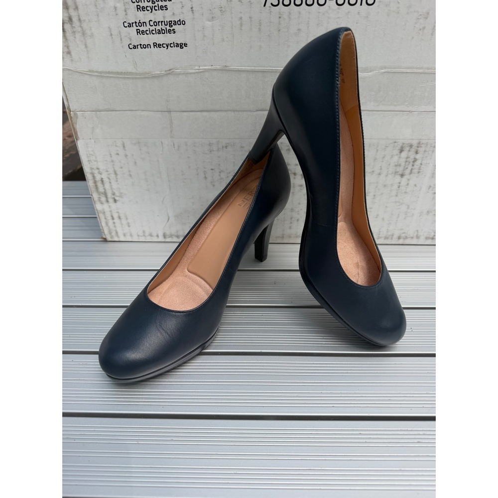 Naturalizer Michelle Pumps Womens 8N Navy Blue Leather Round Toe Heel Office